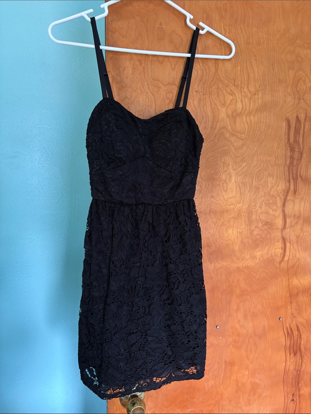 Lily Rose Black Lace Spaghetti Strap Mini Dress